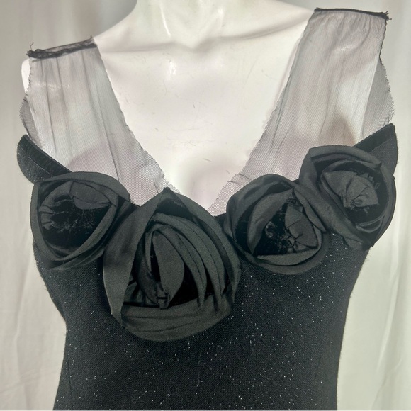 Tracy Reese Couture-Inspired Black Lurex Rose Dress Size 2 NWT Original $300 - Picture 3 of 13